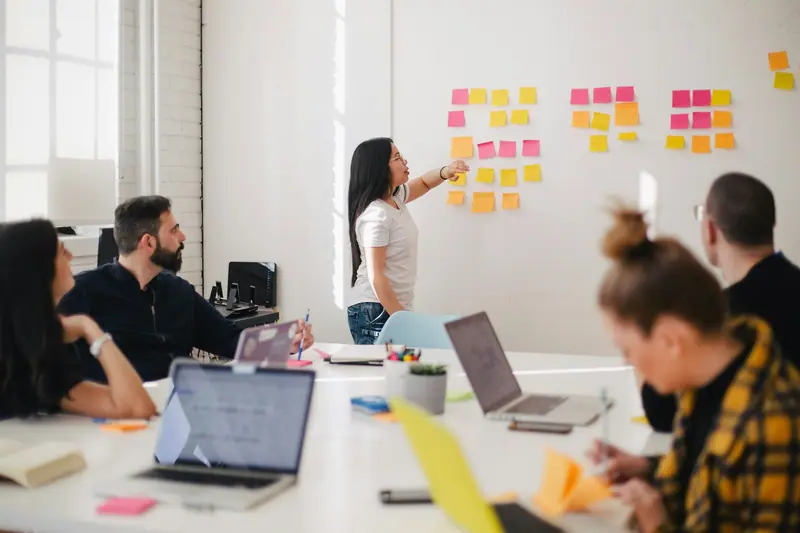 Planning session at a whiteboard